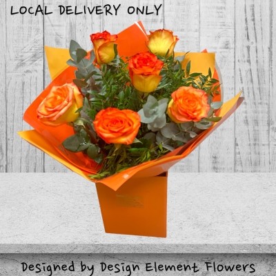 Luxury 6 Orange Rose Hand tied